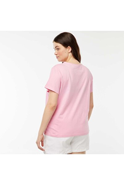KIABI Plain T-shirt with openwork slit and twisted effect PINK