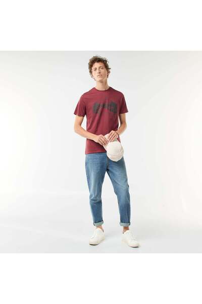 KIABI Short-sleeved printed T-shirt with round neck RED