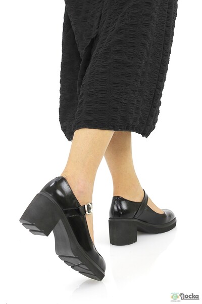 Mammamia Women's Thick Platform Heeled Genuine Leather Seasonal Classic Patent Leather Shoes M26/Ka155