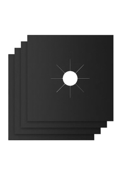 topbazar Set 4 protectii pentru aragaz, din teflon, 27x27cm, reutilizabile, u...