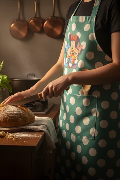 YUNUSOĞLU HOME Su Yeşili Gabardin Puantiyeli Kumaş Mutfak Aşçı Önlüğü Master Chef