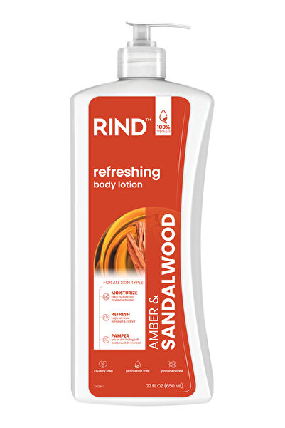 RIND عبوة من 6 لوشن للجسم برائحة العنبر وخشب الصندل (650 مل)