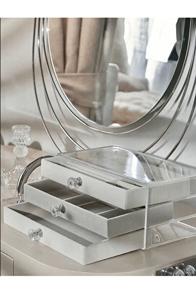 EVSTYLE Three Layer Drawer Jewelry Cosmetic Organizer Velvet Drawer