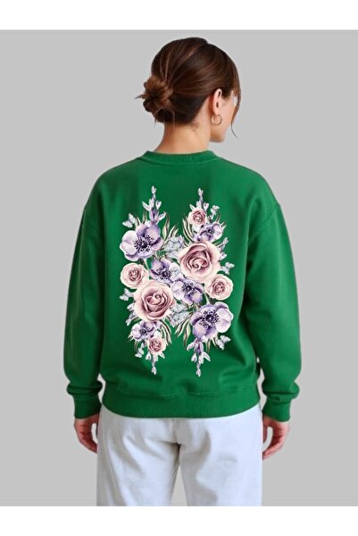 ArtYus Φούτερ με μακρυμάνικο ροζ λουλούδια Unisex με τύπωμα με λαιμόκοψη ποδη...