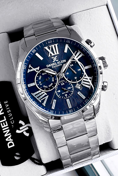 Daniel Klein Exclusive Gift Men's Wristwatch Waterproof Silver Color Steel Band Gift Bracelet Dke2115C7