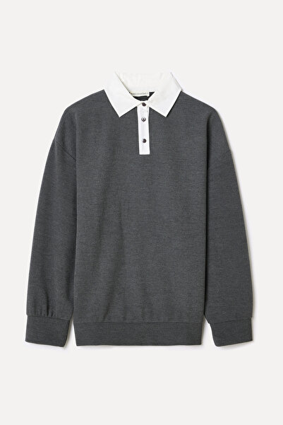 Mudo Loose Fit Polo Collar Sweatshirt
