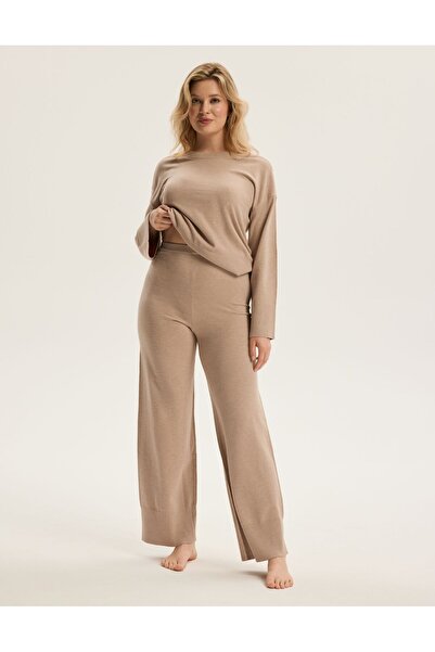 ESOTIQ Set de haine de casă pentru femei, format din 2 piese, pulover și pant...