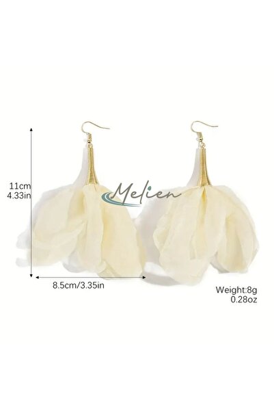 Melien Sophisticated Stylish Elegant and Sweet Lace Mesh Floral Steel Earrings Fairy Style Dangle Night Daily Jewelry