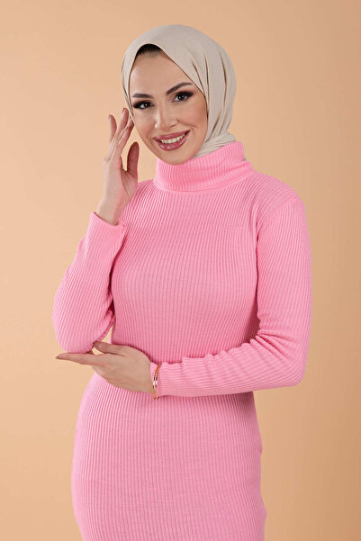 TOFİSA Triko Elbise Pembe - 27752-PEMBE