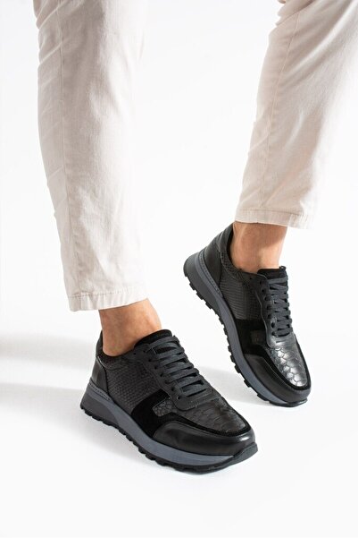 MEEGORA Erkek Siyah Günlük Hakiki Deri/Süet Ayakkabı