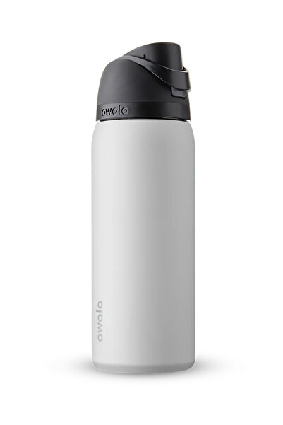 owala FreeSip® White and Black White Insulated Stainless Steel Water Bottle with Straw 32oz