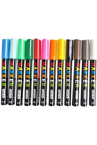 M&G Online Acrylic paint marker, 2 mm round tip, 12 colors/set, M&G