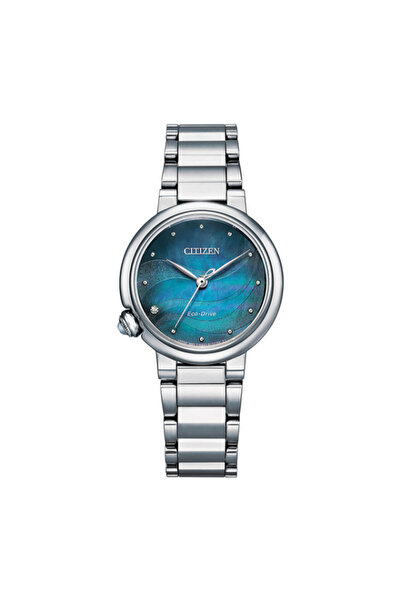 Citizen ساعة نسائية تناظرية بمينا أزرق - EM0910-80N
