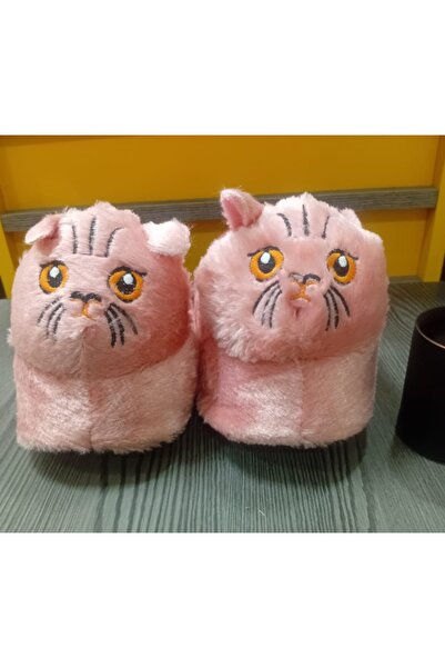 maydos Unisex Sevimli Kedi Figürlü Peluş Panduf Ev Botu