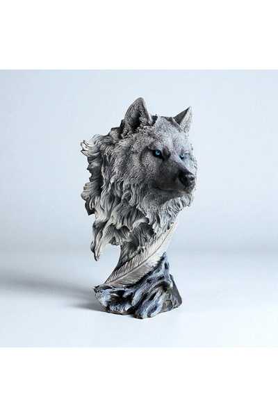 pigmalion home decor Kurt Heykeli, Mavi Gözlü Kurt Heykeli