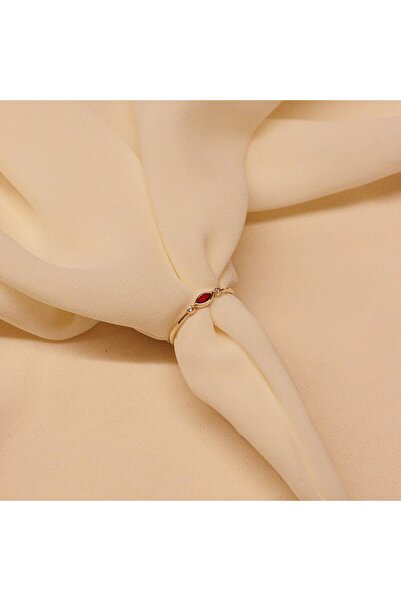 TAHAN MÜCEVHERAT Yakut Taşlı Minimal Yüzük-16