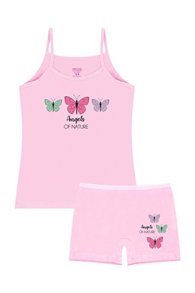 Öts Κοριτσίστικο μπόξερ ελαστικό ύφασμα ροζ πεταλούδα (96% βαμβάκι - 4% ελαστάνη)