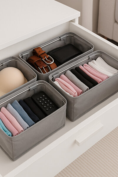 SER&YAT Drawer Organizer Set | Set of 4 | Foldable, Steel Support Drawer Clothing Organizer