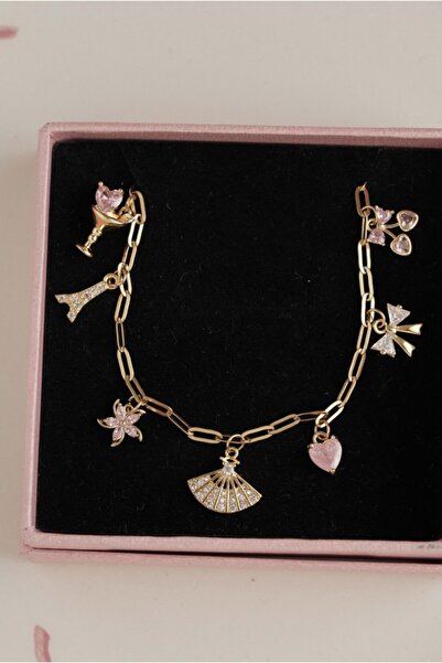 AŞIK ACCESSORIES Çelik Romantik Charm Detaylı Kolye