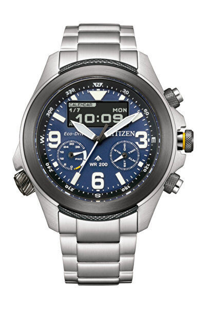 Citizen ساعة رجالية تناظرية بمينا أزرق - JV1006-51L