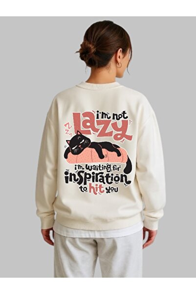 ArtYus Φούτερ Unisex με μακρύ μανίκι Lazy Cat Cat Back Transfer με τύπωμα με ...