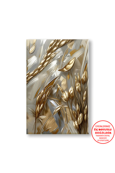 Harikabirev Pictură pe pânză pentru perete pentru sufragerie, cu efect de vopsea în ulei, grâu 02 | TABLO VERTICAL FĂRĂ CADRU