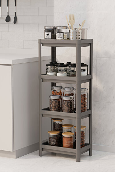 Omaş Household Product وحدة رفوف حمام من 4 طبقات، منظم حمام فيسكين، حامل شامبو، حامل مناشف، خزانة