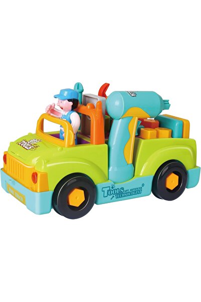 Hola شاحنة أدوات ميكانيكية صغيرة مزودة بموسيقى/مثقاب/أجزاء صغيرة/كهربائية عالمية