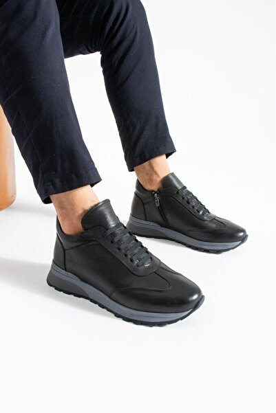 MEEGORA Men's Black Casual Genuine Leather Shoes
