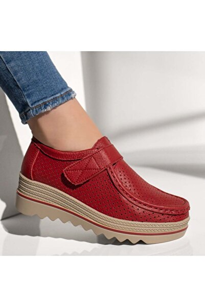 BMoD Red leather women's casual shoes with platform MOD12137