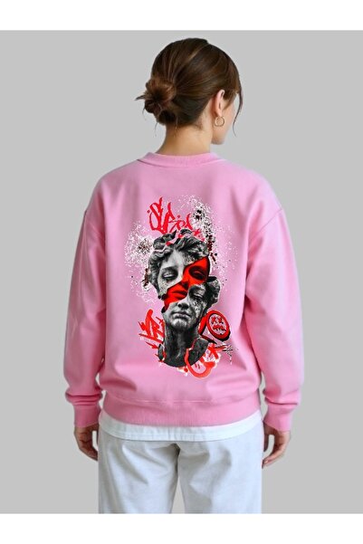 ArtYus سويت شيرت للجنسين بأكمام طويلة وطباعة نحتية على الظهر وياقة دائرية