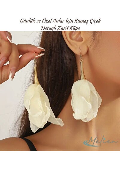 Melien Sophisticated Stylish Elegant and Sweet Lace Mesh Floral Steel Earrings Fairy Style Dangle Night Daily Jewelry