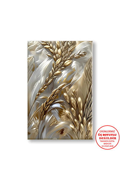 Harikabirev Pictură pe pânză pentru perete pentru sufragerie, cu efect de vopsea în ulei, grâu 01 | TABLO VERTICAL FĂRĂ CADRU