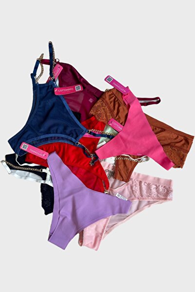 Cottonhill Kadın Bikini Külot Brezilya Külot Tanga Külot Karma Paket 10'lu