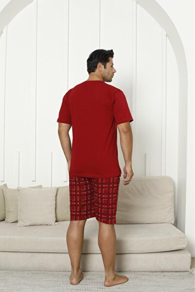 Line Smart Set de pijamale pentru bărbați, 100% bumbac organic natural, în carouri, cu buzunar, de calitate, cu mâneci scurte