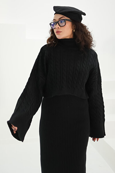 TOFİSA Dress Sweater Knitwear Set Black - 27742-Black