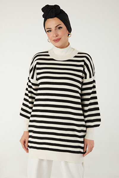 TOFİSA سترة تريكو مخططة إكرو - 27753-EKRU