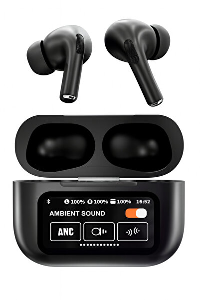 TECHNOMEN Dokunmatik Ekranlı Bluetooth Kablosuz Kulaklık ANC Gürültü Engelleme Modlu Şarj Kutulu HD Mikrofon