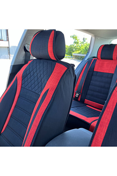 NO BRAND Car Seat Covers Full Set, Black and red, Breathable Fabric, Universal Fit, Front and Rear