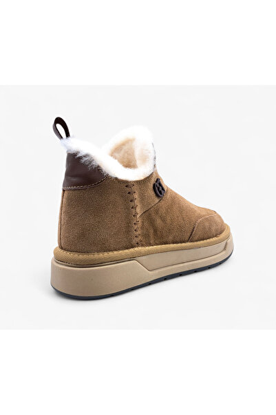 Guja Hakiki Süet Deri Camel Renk İç Kürklü Kadın Bot