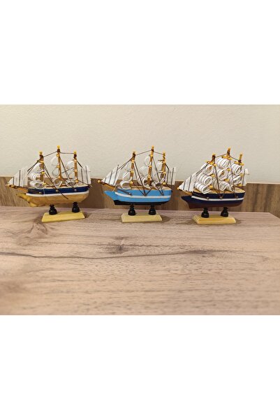 BalıkHediyelik YELKENLİ AHŞAP GEMİ-DEKORATİF-10 CM
