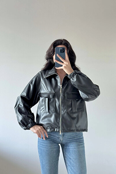 Eka Jachetă de piele neagră pentru femei 0011-1192