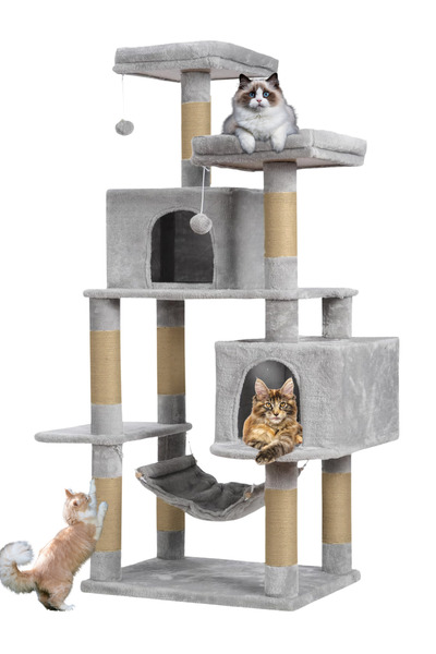 Nursoft XL Kedi Konağı - Çift Yuva + Hamak + Tırmalama (8-10 kg Taşıma Kapasi...