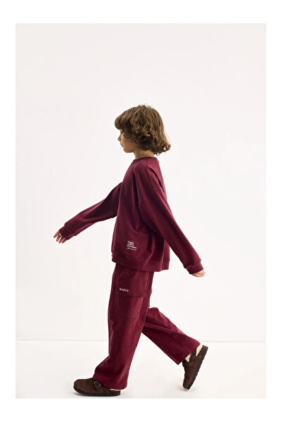 Marvy Burgundy Oversize Embroidered Sweatshirt