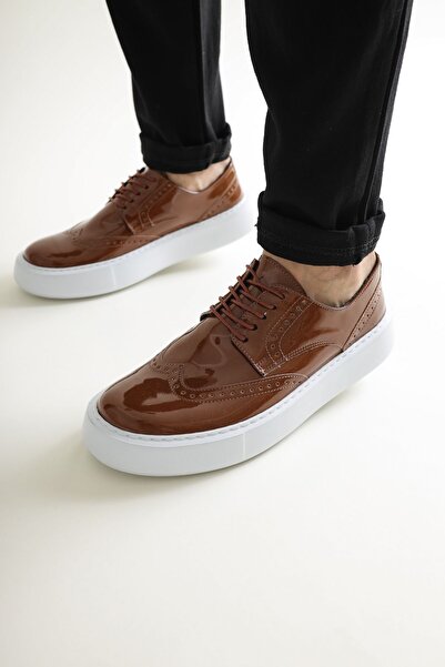 Zerenyus Rugy Premium Men's Daily Casual Shoes Patent Leather Brown
