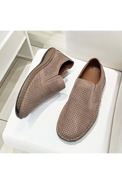 BMoD Pantofi casual bărbătești din piele perforată gri MOD13611