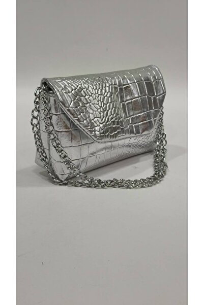 bahwar Women's Crocodile Patterned Chain Strap Shoulder and Hand Bag