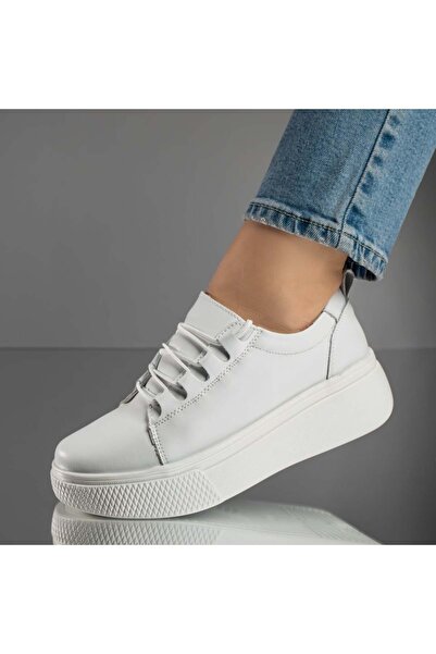 BMoD Pantofi casual de damă din piele albă MOD11703