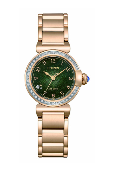 Citizen ساعة نسائية تناظرية بمينا أخضر - EM1123-62X