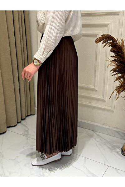 JESSE STORY Women's Leather Look Pleated Skirt 88 cm